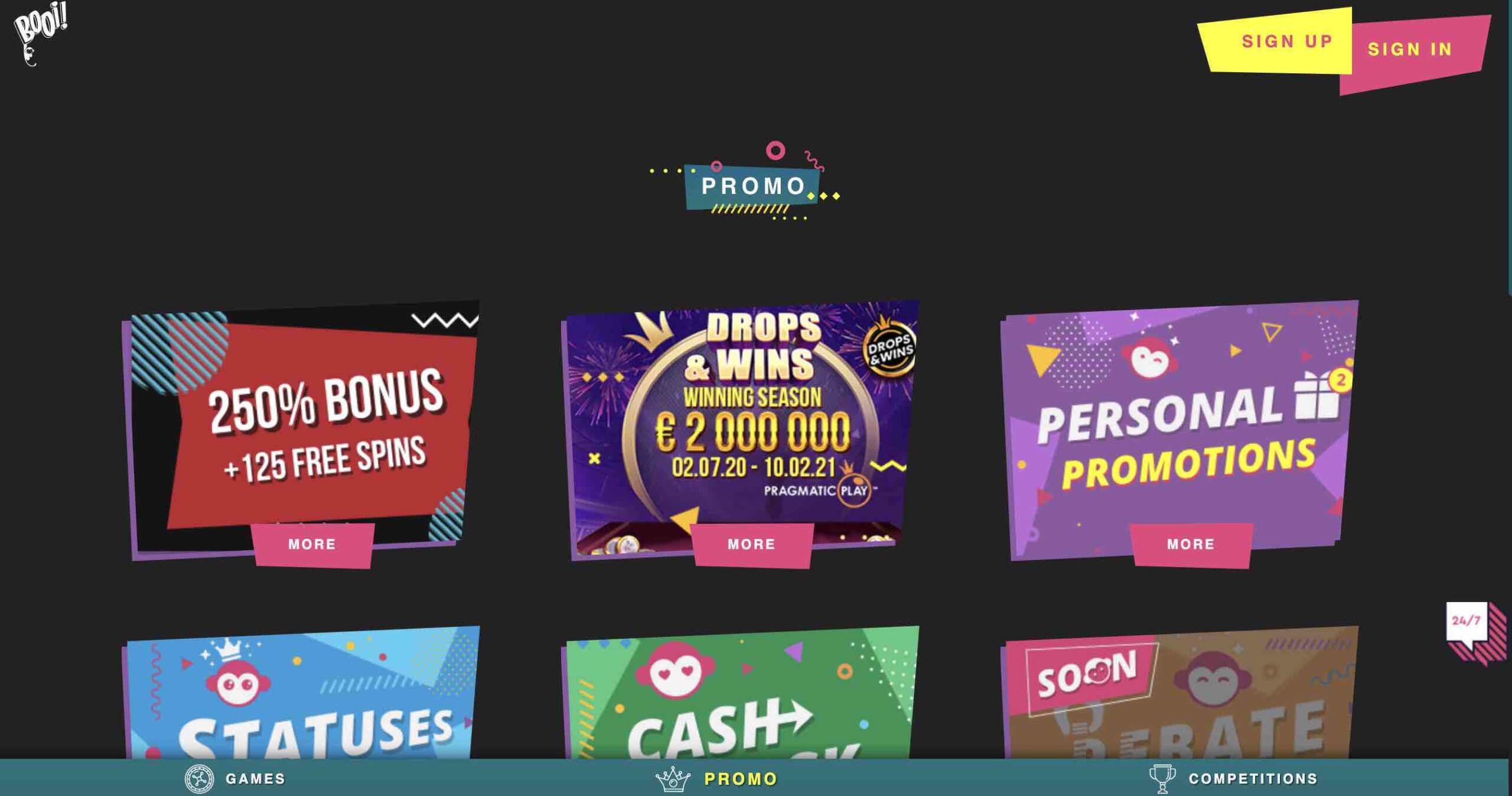 Booi Casino bónuszok és promóciók